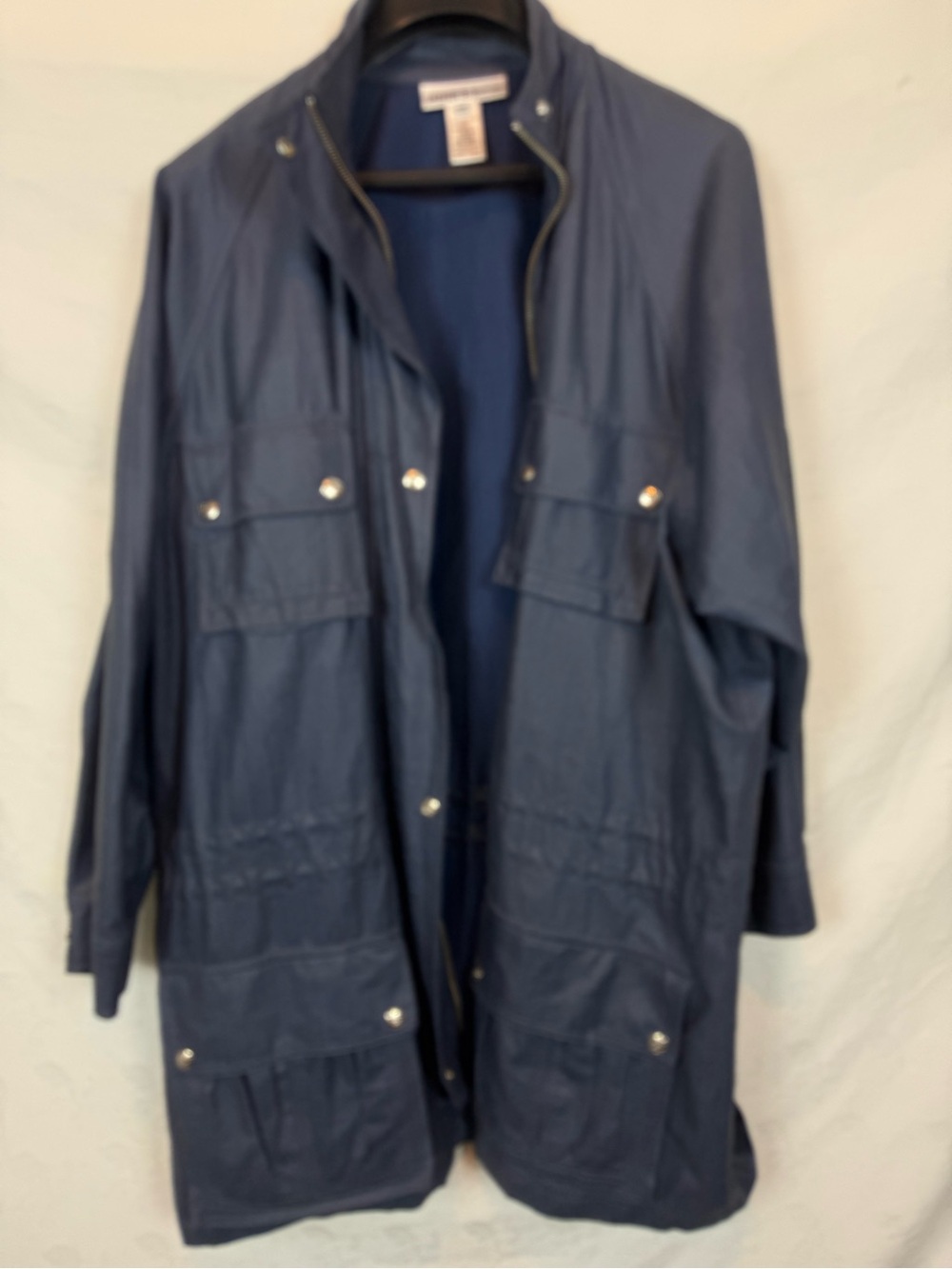 Vintage Jones & Co Navy Blue Linen Blend Utility Field Jacket Size M